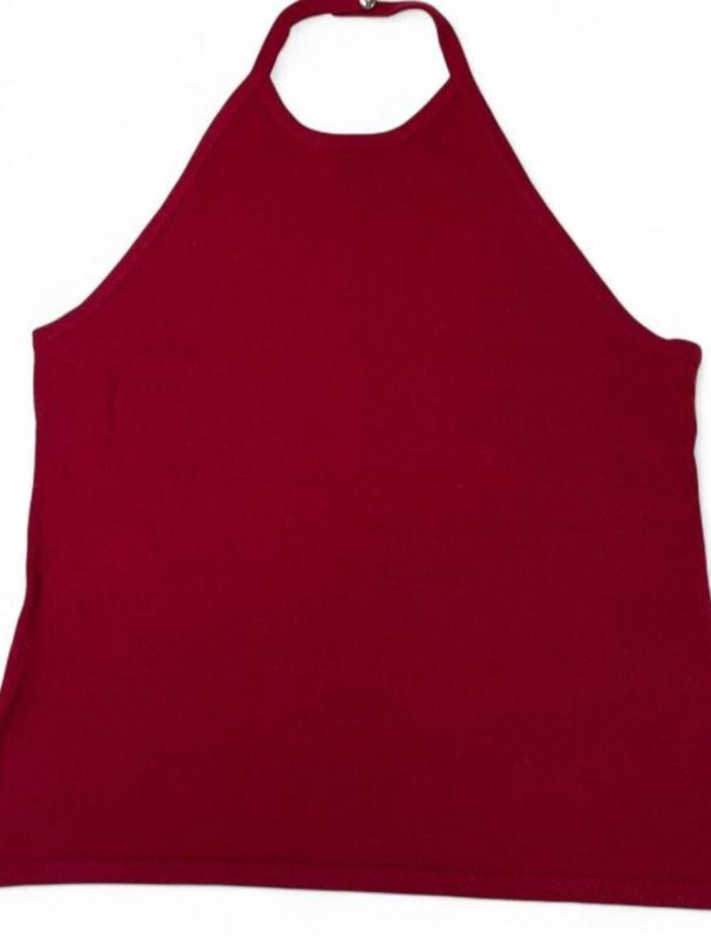 2000s Vintage Ann Taylor Cashmere red knit halter neck top Size Small